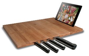 Bamboo Cutting Board with Stand and Knife Storage 